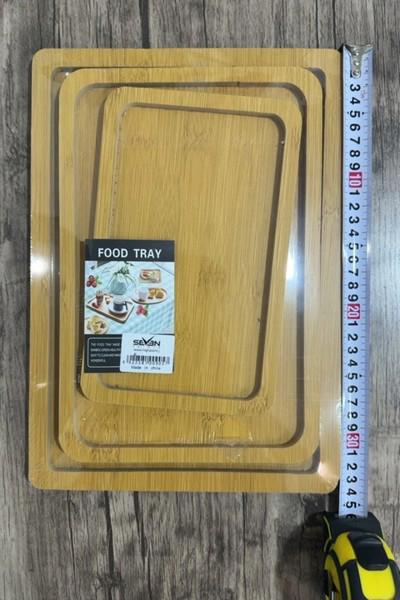 9-5 Wooden Serving Tray Set 3*1 Rectangular