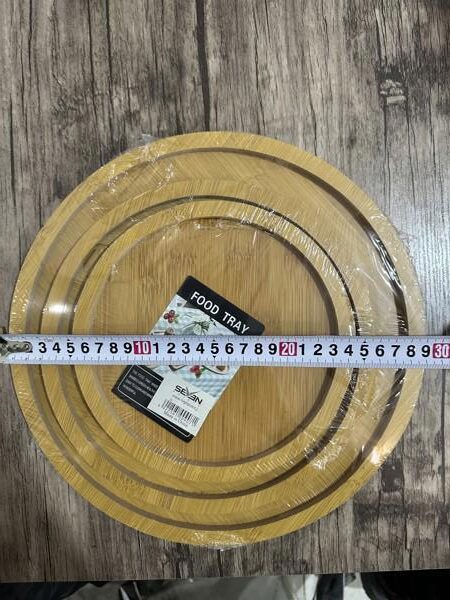 9-7 Round Wooden Serving Tray Set 3*1
